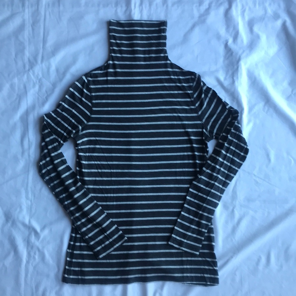 Lands End Canvas striped turtleneck